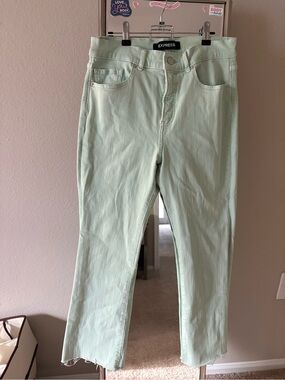 Express Mint Green Cropped High-Rise Jeans